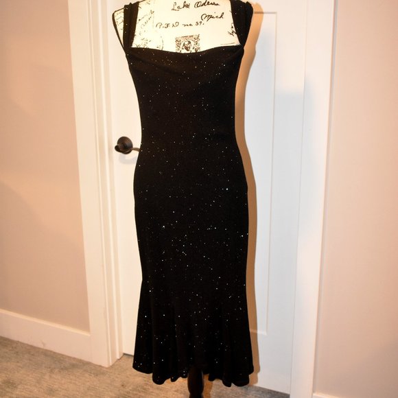 JESSICA McCLINTOCK  BLACK EVENING GOWN 6P - Picture 1 of 3